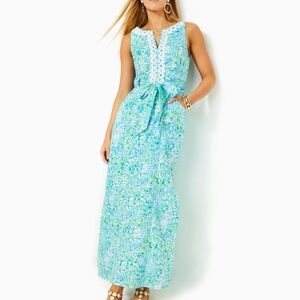 Lilly Pulitzer Gulianna Cotton Maxi Shift Dress Floral Maxi Dress Sz 6 EUC